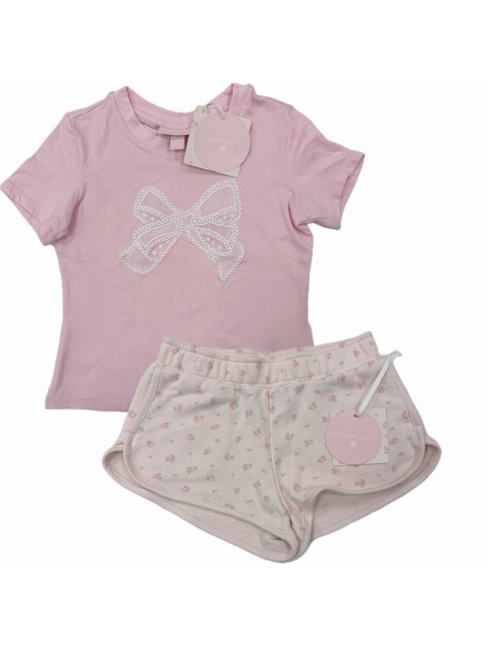 LoveShackFancy for Target 2-Piece Matching Set Bow T-Shirt and Floral Shorts M/8
